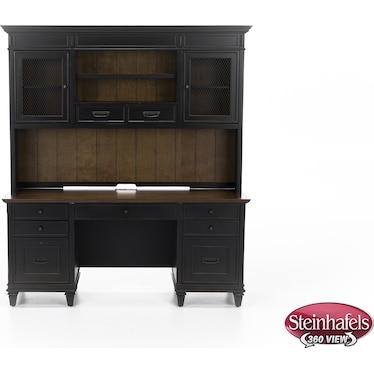 Estate Black Credenza and Hutch