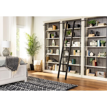 White Toulouse Bookcase Wall with Ladder