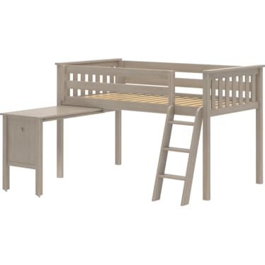 Low Loft Bed with Ladder & Pull-Out Desk