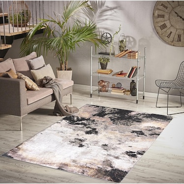 Lafi Brown/Gold Abstract Area Rug