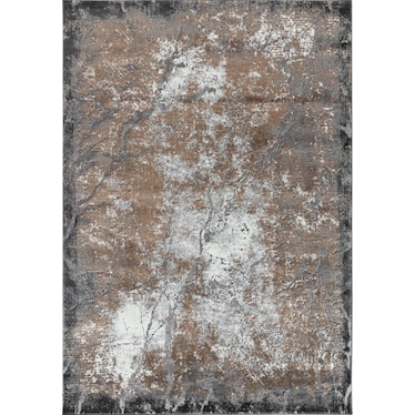 Petra Silver/Brown Abstract Area Rug