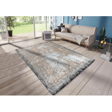 Petra Silver/Brown Abstract Area Rug