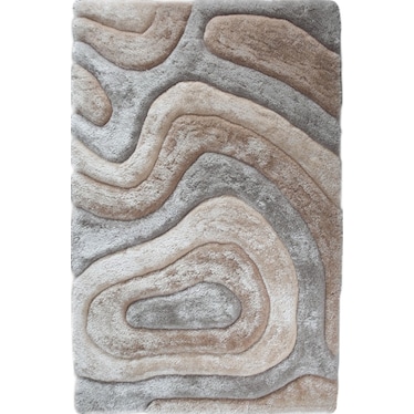 Mateos Shag Gold/Silver/Cream Abstract Area Rug