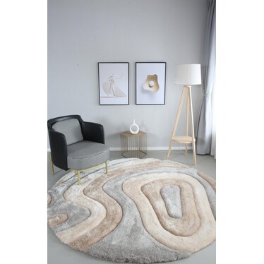 Mateos Shag Gold/Silver/Cream Abstract Area Rug