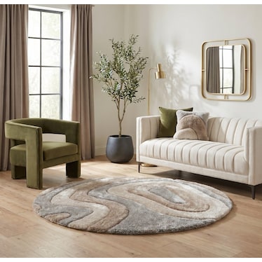 Mateos Shag Gold/Silver/Cream Abstract Area Rug