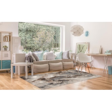 Marina Grey/Blue/Brown Abstract Area Rug