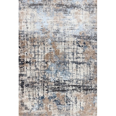 Omari Tan/Navy/Silver Abstract Area Rug