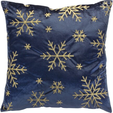 Blue Snowflake Poly Pillow 17"W x 17"H