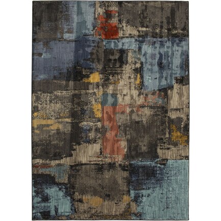 Elements  Black/Blue/Red Area Rug 5'3"W x 7'10"L