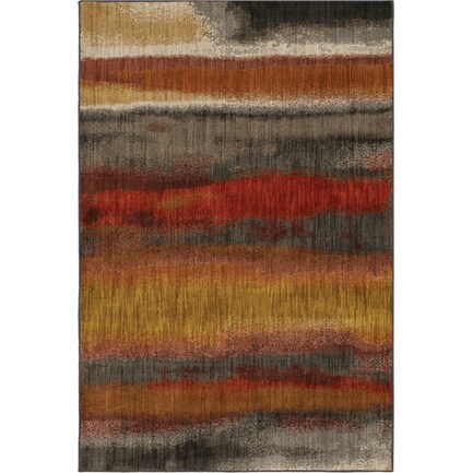 Elements Red/Brown/Yellow Area Rug 5'3"W x 7'10"L