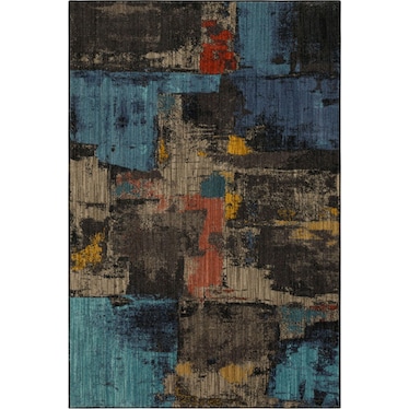 Elements Black/Blue/Red Area Rug 8'W x 11'L