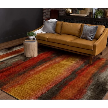 Elements Red/Brown/Yellow Area Rug 5'3"W x 7'10"L