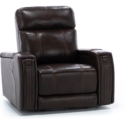 Hannah Leather Fully Loaded Recliner in Coffee