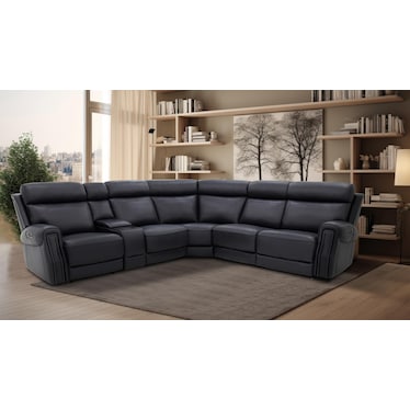 Kinston 6Pc Leather Fully Loaded Zero Gravity Reclining Modular With Heat, Massage & Chargers