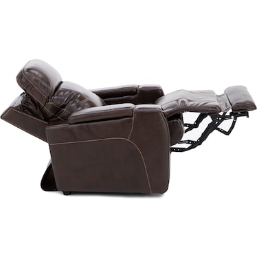 Margot Leather Fully Loaded Multi Media Home Theater Recliner in Coffee