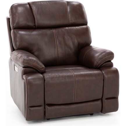 Rainier Leather Fully Loaded Zero Gravity Recliner in Chocolate