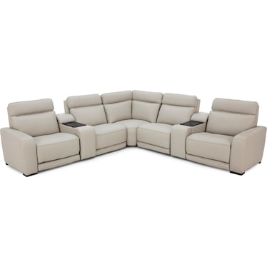 Percy Leather 7-Pc. Fully Loaded Wall Saver Modular With Immersive Audio, Heat And Massage