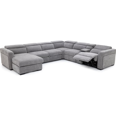 Surround 6-Pc. Fully Loaded Reclining Chaise Sectional With Sleeper And Bluetooth Speakers