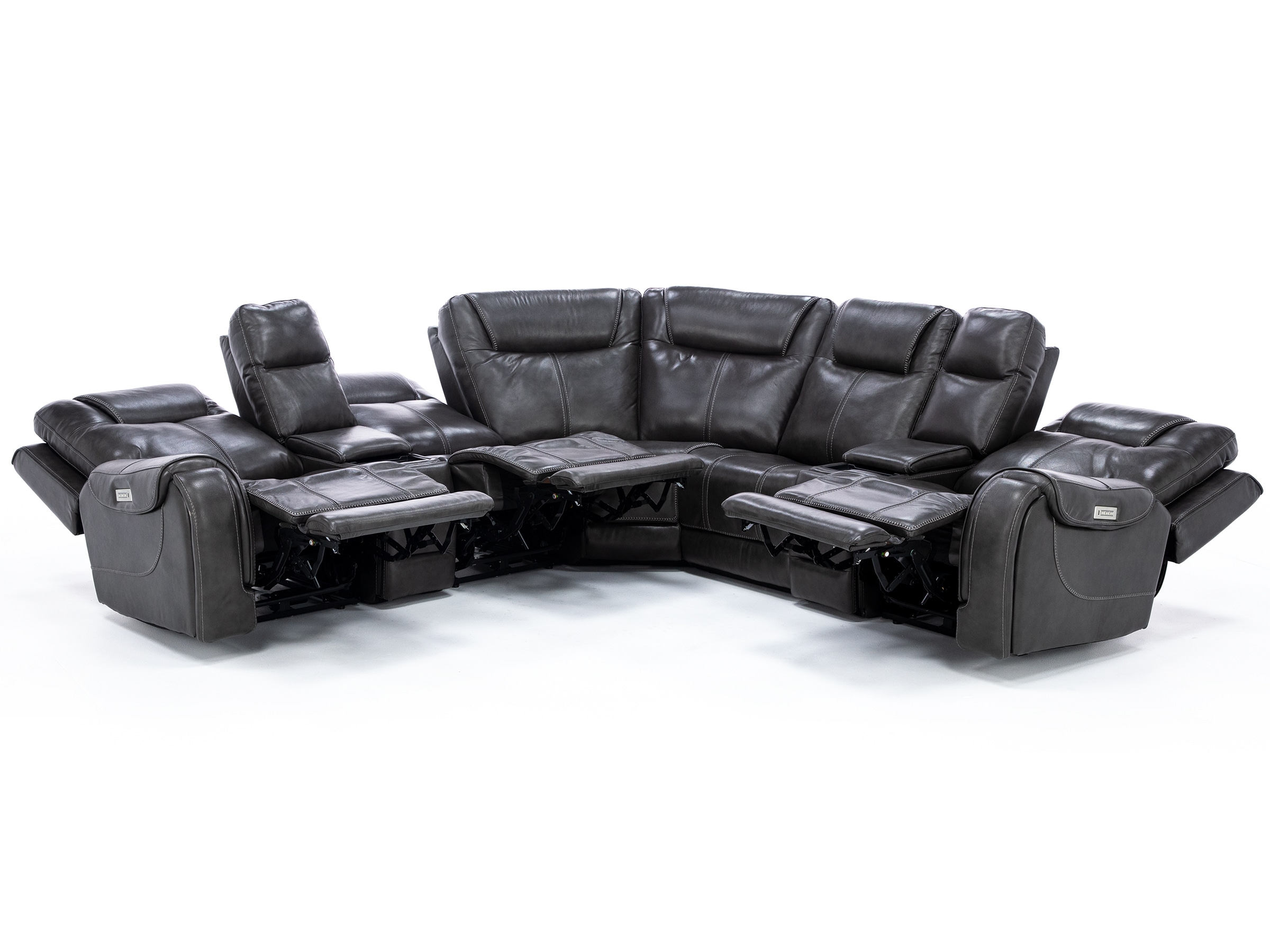 masasan　ソイネショップ Zion 7-Pc. Leather Fully Loaded Reclining Modular | Steinhafels