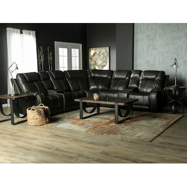Zion 7-Pc. Leather Fully Loaded Reclining Modular