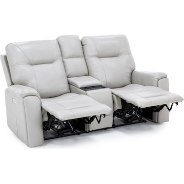 Matthew Leather Fully Loaded Zero Gravity Reclining Console Loveseat With Wireless Charging