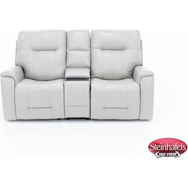 Matthew Leather Fully Loaded Zero Gravity Reclining Console Loveseat With Wireless Charging In Dove
