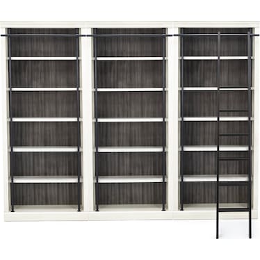 White Toulouse Bookcase Wall with Ladder