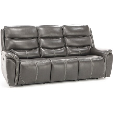 Dover Leather Power Headrest Reclining Sofa in Grey