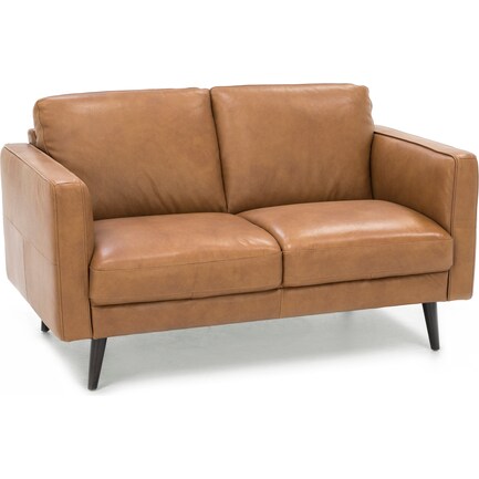 Turin Leather Loveseat in Brandy