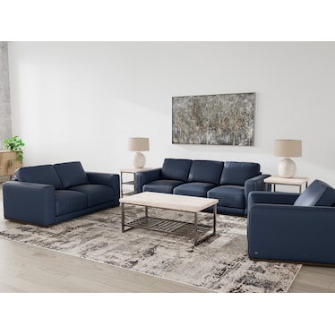Bianca Leather Sofa in Blue