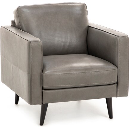Turin Leather Chair in Dark Grey
