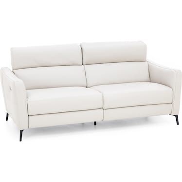Gabriel Leather Power Headrest Reclining Sofa in Cream