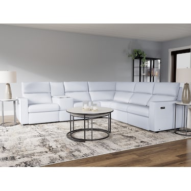 Matteo 6-Pc. Leather Power Headrest Reclining Modular