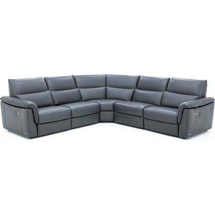 Venice Leather Fully Loaded Power Reclining Modular in Anthracite