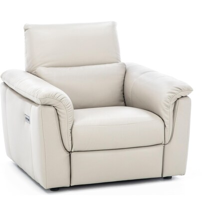 Venice Leather Fully Loaded Power Recliner in Seashell
