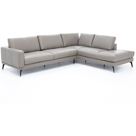 Naples 2-Pc. Leather Chaise Sofa with Right Chaise
