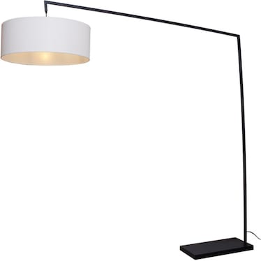 Black With Drum Shade Marble Base Floor Arc Lamp 87"H