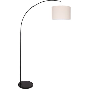 Matte Black Metal Arc with Marble Base Floor Lamp 75.5"H