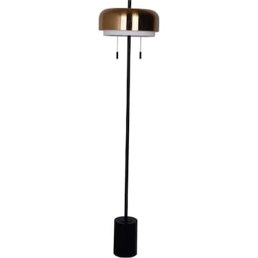 Brushed Gold and Black Metal Floor Lamp 60"H