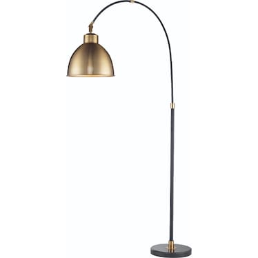 Brushed Gold and Black Metal Arc with Marble Base Floor Lamp 82.5"H