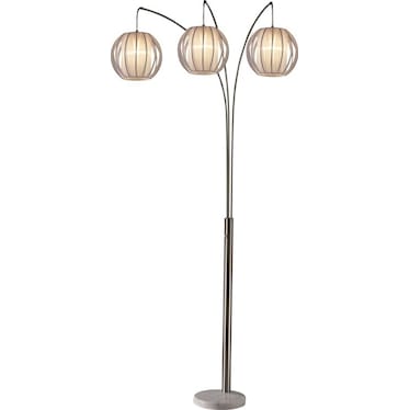 White 3-Light Arc Marble Base Floor Lamp 87"H