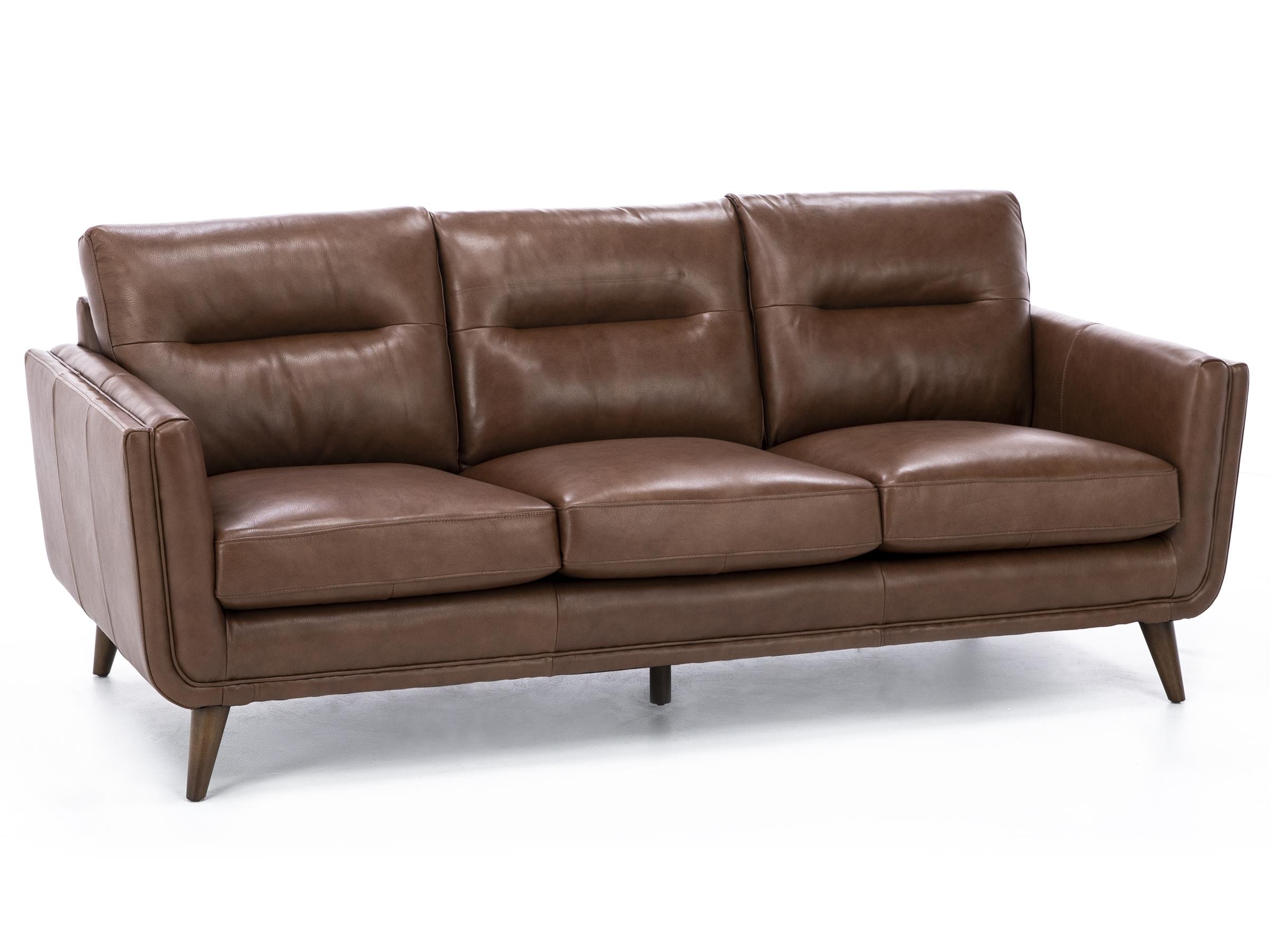 Naomi Home Top Grain Genuine Leather Mid-Century Sofa