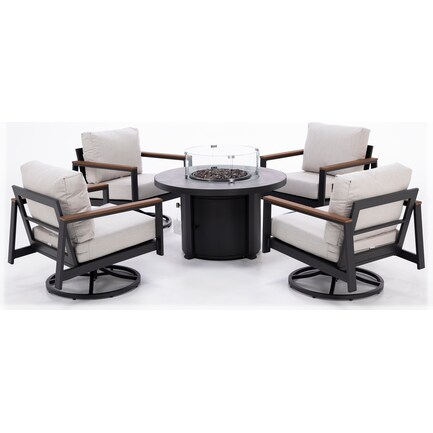 Hixon 5-pc Fire Table With Four Swivel Rocker Chairs