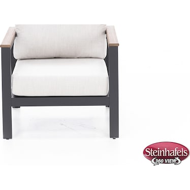 Hixon Chair in Dark Gray with Antique Mahogany Arm and Echo Ash Cushion