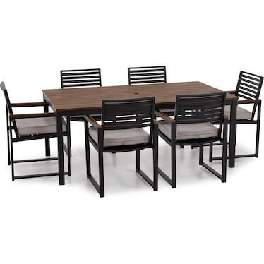 Hixon Rectangular Dining Table in Dark Gray with Antique Mahogany Top