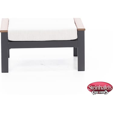 Hixon Ottoman in Dark Gray with Antique Mahogany Arm and Echo Ash Cushion