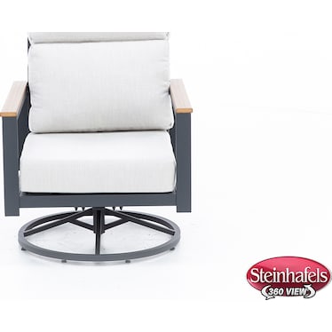 Hixon High Back Swivel Rocker in Dark Gray Antique Mahogany Arm and Echo Ash Cushion