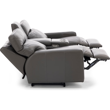Design and Recline Lyndsey 2-Pc. Leather Fully Loaded Console Reclining Loveseat