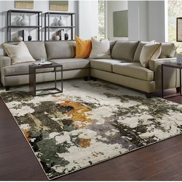 Evolution Brown/Orange/Tan Area Rug 5'3"W x 7'3"L