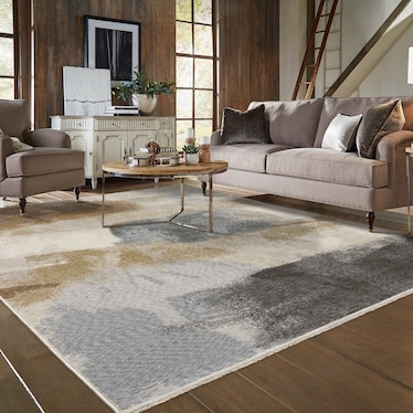 Hayden Beige/Blue/Brown Abstract Area Rug